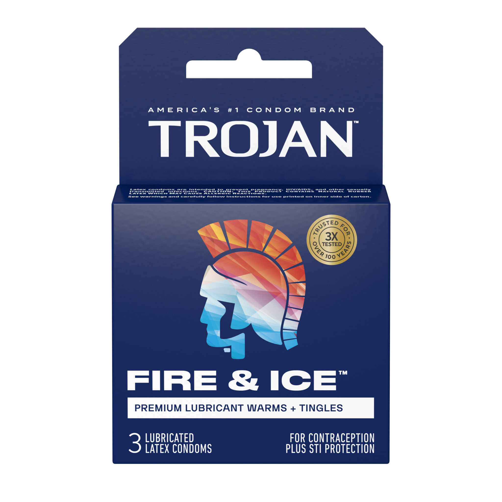 8wdZlkjZ Trojan Fire and Ice Dual Action Lubricated Condoms - 3 Pack - Image 1