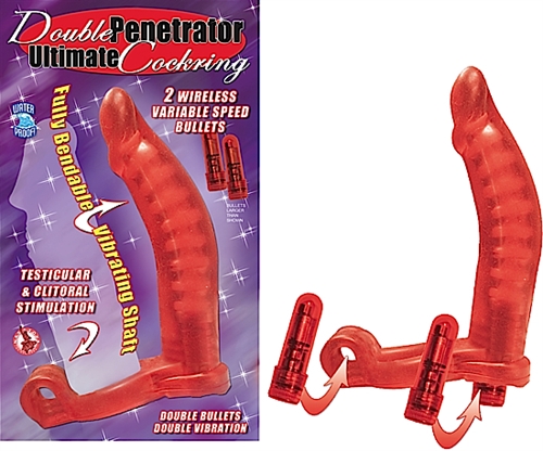 91d29ab0d13131066c9abeac4df12fff Double Penetrator Ultimate Cockring - Red - Image 1