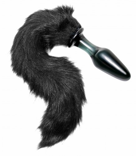 930bae8ad53e3e07aeb49efc1850f578 Midnight Fox Glass Plug With Tail - Image 1