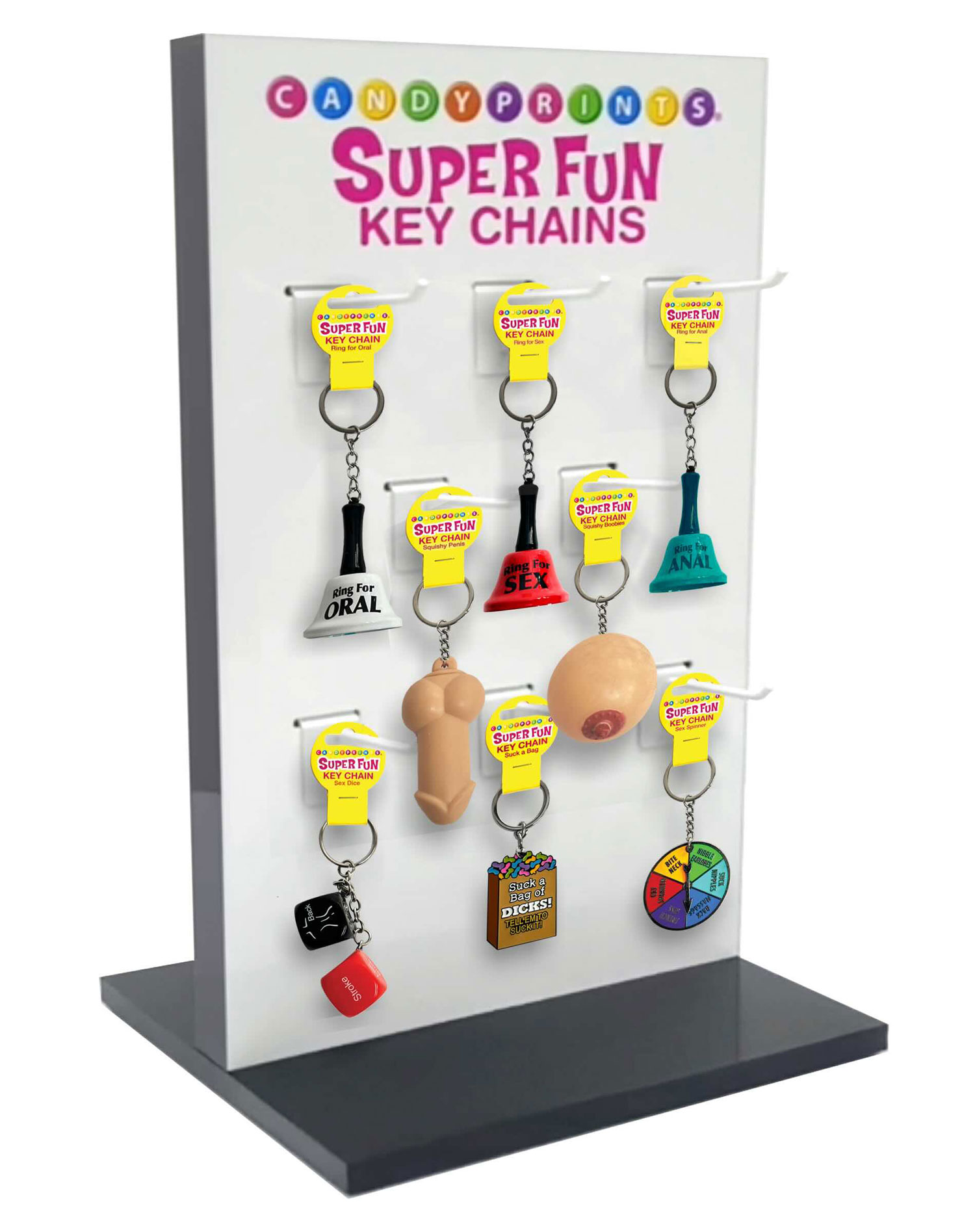 9KnJKRRWux5eDVe9JCNZSCYq8CrH8BtT Retail Display Spinner -Super Fun Penis Keychains and Romance Games - Image 1
