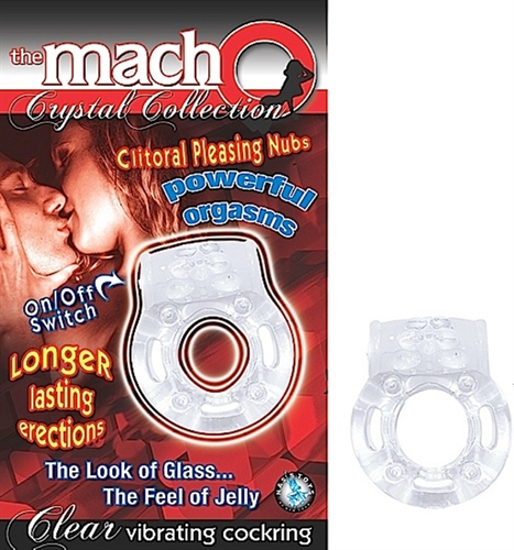 9e70f1a48ac51c208a657ab850c22ce9 The Macho Crystal Collection Vibrating Cock Ring- Clear - Image 1