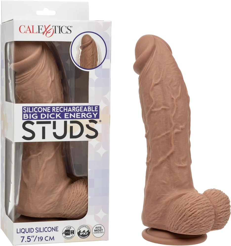 9jEQdAVY Silicone Rechargeable Big Dick Energy Studs - Brown - Image 1