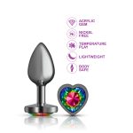 Rainbow Heart Gem Gunmetal Metal Plug - Sm - Image 9