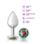 Rainbow Round Gem Silver Metal Plug - Md - Image 2