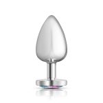 Clear Iridescent Heart Gem Silver Metal Plug - Lg - Image 3