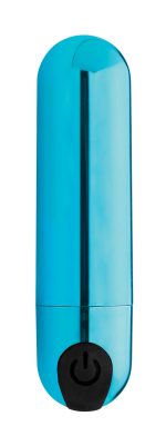 10x Rechargeable Vibrating Metallic Bullet - Blue - Image 6