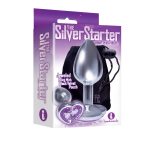 The 9's the Silver Starter Heart Bejeweled Stainless Steel Plug - Violet