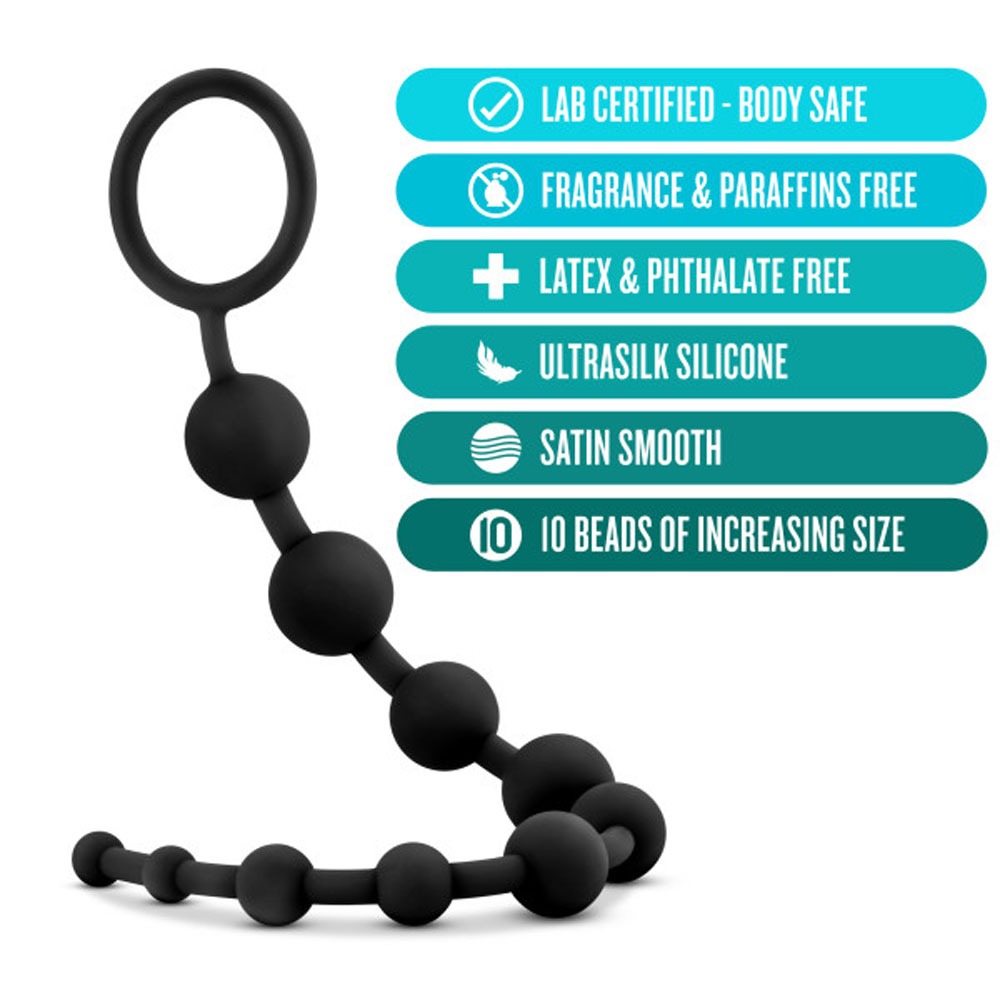 AZPPixMAHylc2CCsLpV2Ijx8HPNm1n3Y Anal Adventures - Platinum - Silicone 10 Anal Beads - Black - Image 1