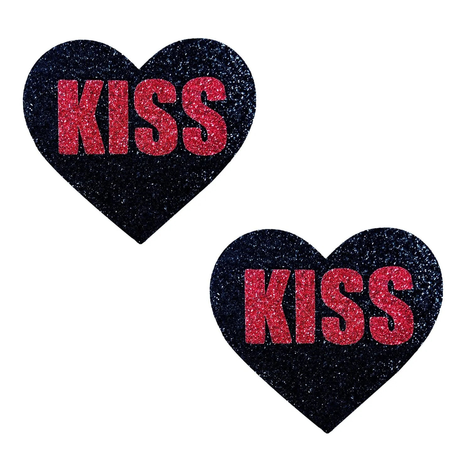Ag5hy4XOdD7taTX5AcKzwTj6QYJPBq30 Kiss Red and Black Valentine Glitter Heart Nipple Cover Pasties - Image 1