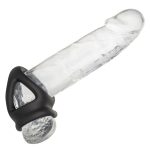 Alpha Liquid Silicone Dual Cage and Ring - Black Ring - Black - Image 8