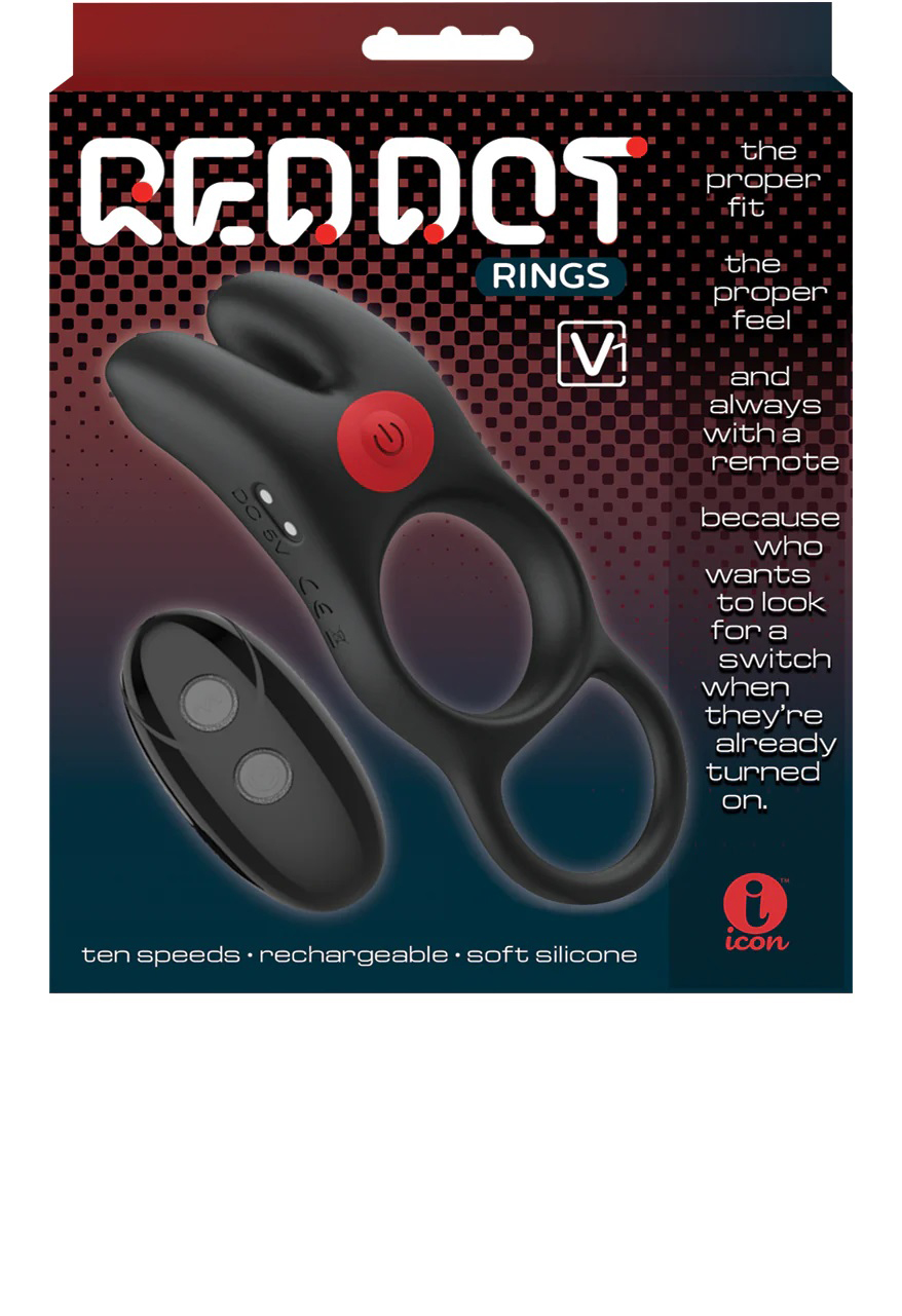 B5bEjl8l Red Dot Vibrating Cock Ring V1 With Remote - Black/red - Image 1