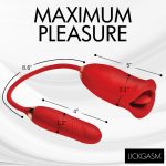 Magic Kiss Kissing Clitoral Stimulator With Thrusting Vibrator - Red - Image 2