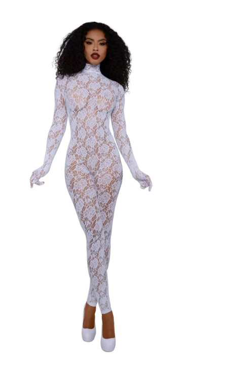 BKarqj9j Gloved Bodystocking Dmnd - Os - White - Image 1