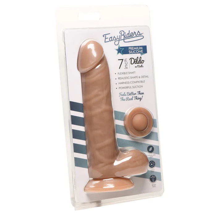 BTCGmElr Easy Riders 7" Silicone Dildo With Balls - Medium - Image 1
