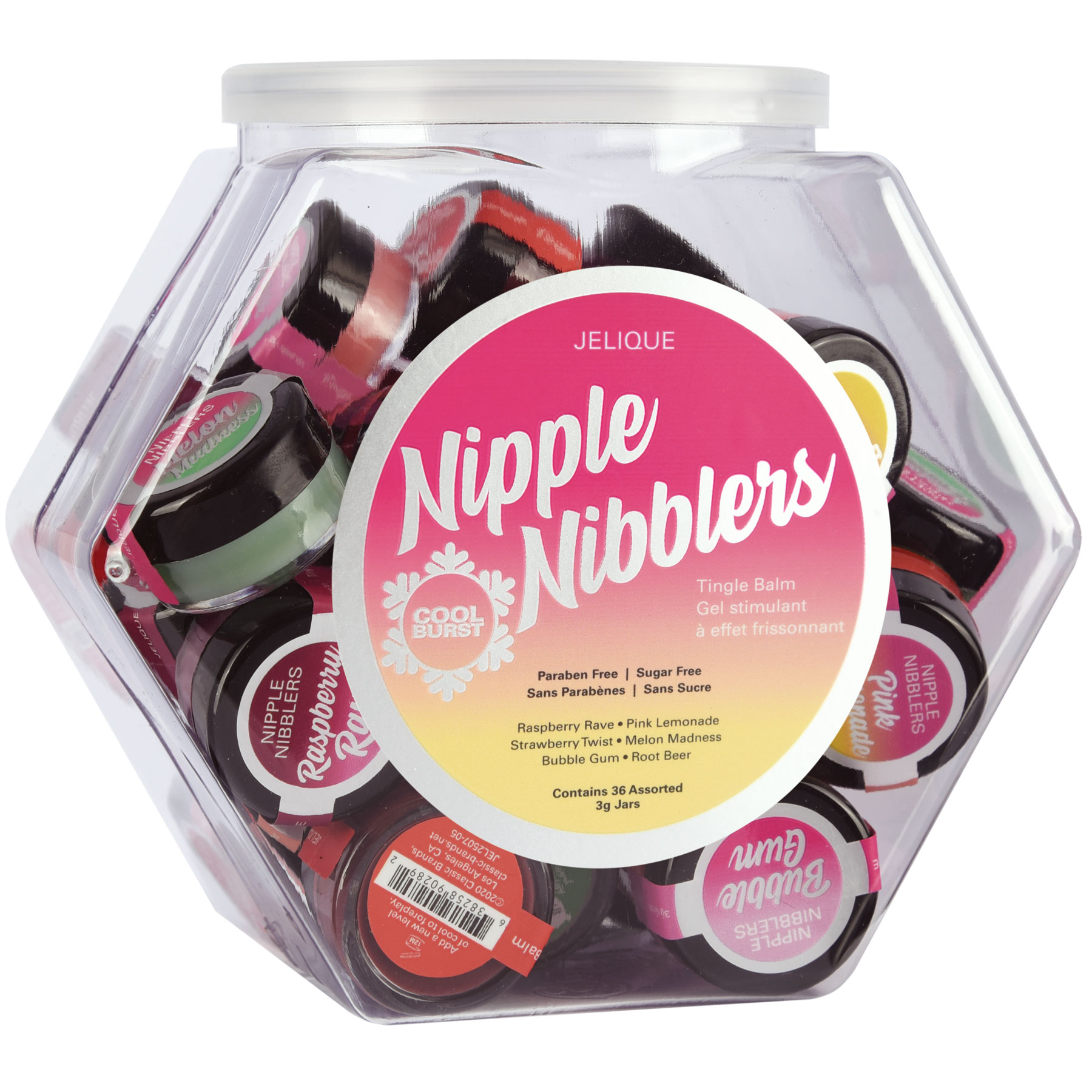 BuiLYib2MxZzalMOFebIpJSjMnYaT6lH Nipple Nibblers Tingle Balm - 36 Pc. Bowl - 3gm Jars Assorted - Image 1