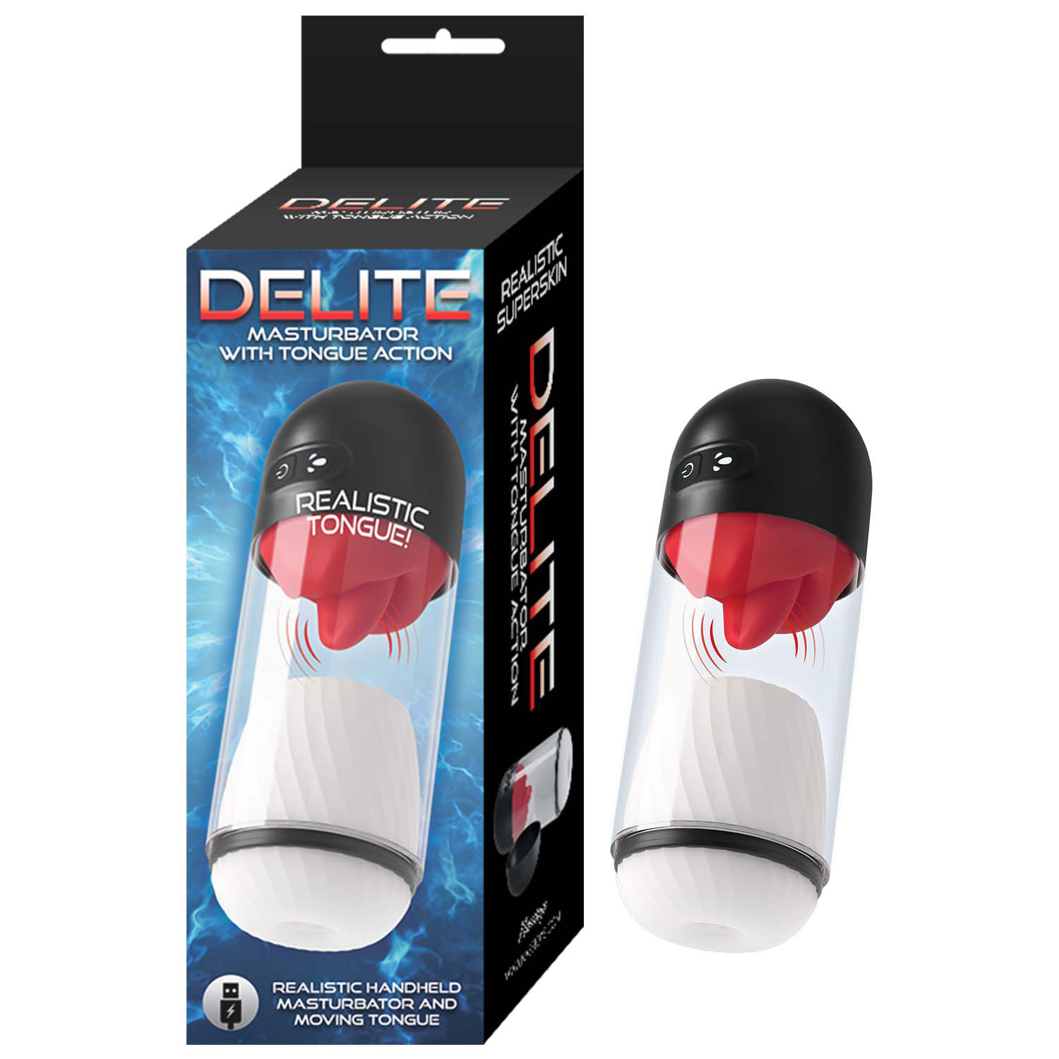 C1nD2K6j Delite Masturbator With Tongue Action - White - Image 1