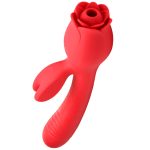 Blooming Bunny Sucking and Thrusting Silicone Rabbit Vibrator - Red - Image 6