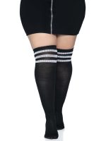 Over the Knee Athletic Socks -1x/2x - Black/white - Image 2