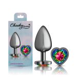 Rainbow Heart Gem Gunmetal Metal Plug - Lg - Image 6