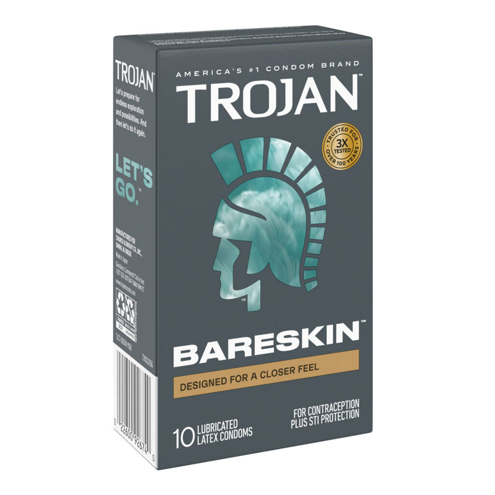 D2LFfwai Trojan Sensitivity Bareskin Lubricated Condoms - 10 Pack - Image 1
