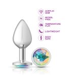Clear Iridescent Round Gem Silver Metal Plug - Md - Image 2