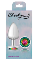 Rainbow Round Gem Silver Metal Plug - Lg - Image 10