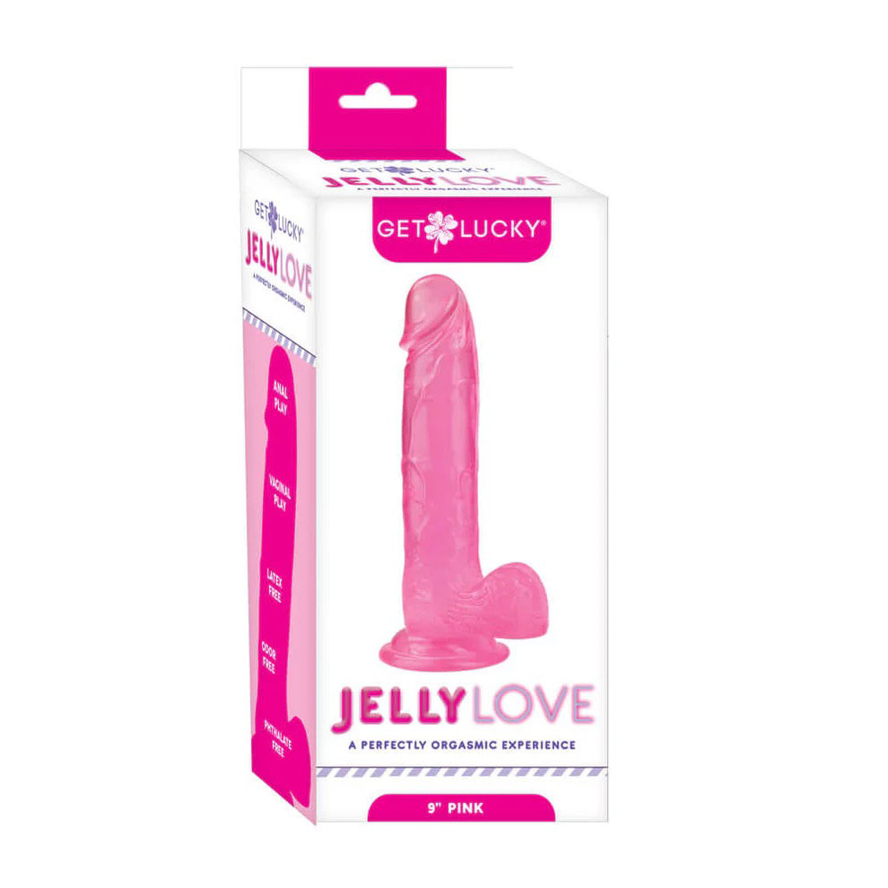 E1wsLMyK Get Lucky Jelly Love 9" Dildo - Pink - Image 1