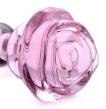 Pink Rose Glass Anal Plug - Small - Image 2