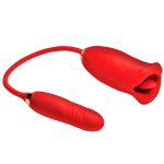 Magic Kiss Kissing Clitoral Stimulator With Thrusting Vibrator - Red - Image 6