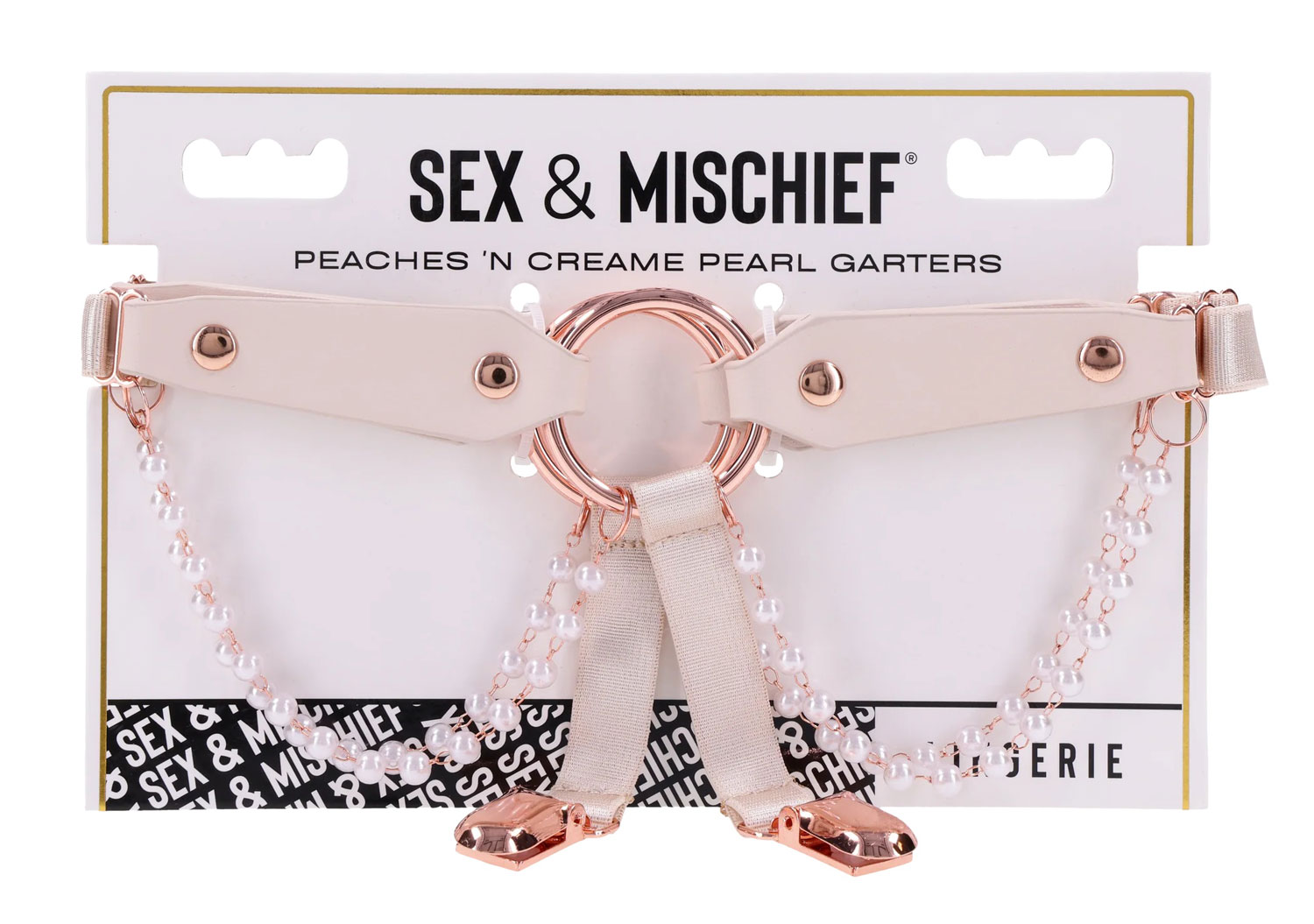 EG5QzPQl Peaches 'N Creame Pearl Garters - Peach - Image 1