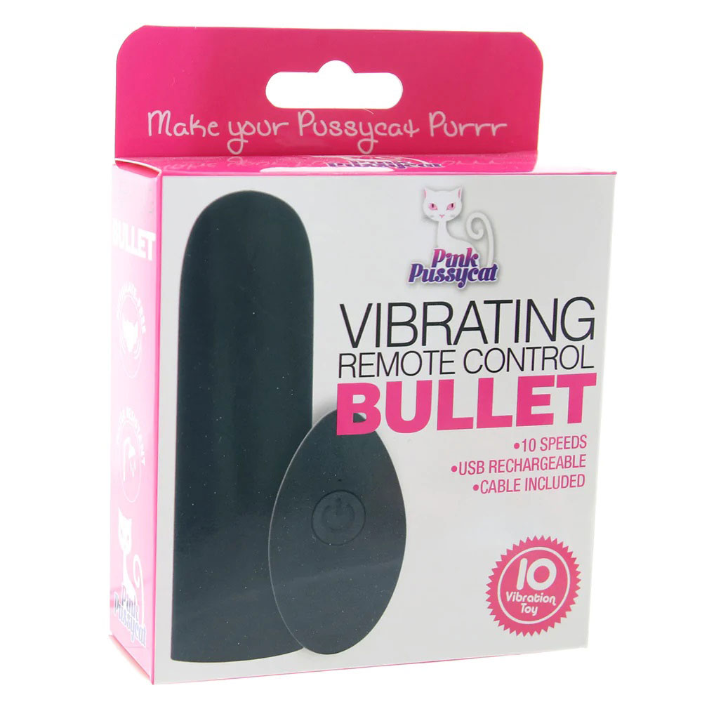 EaXiw2CfmEoM4WNICFiplHmNEAnb4w3o Pink Pussycat Vibrating Remote Control Bullet - Black - Image 1