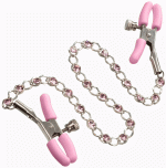 Nipple Play Crystal Chain Nipple Clamps - Pink - Image 5