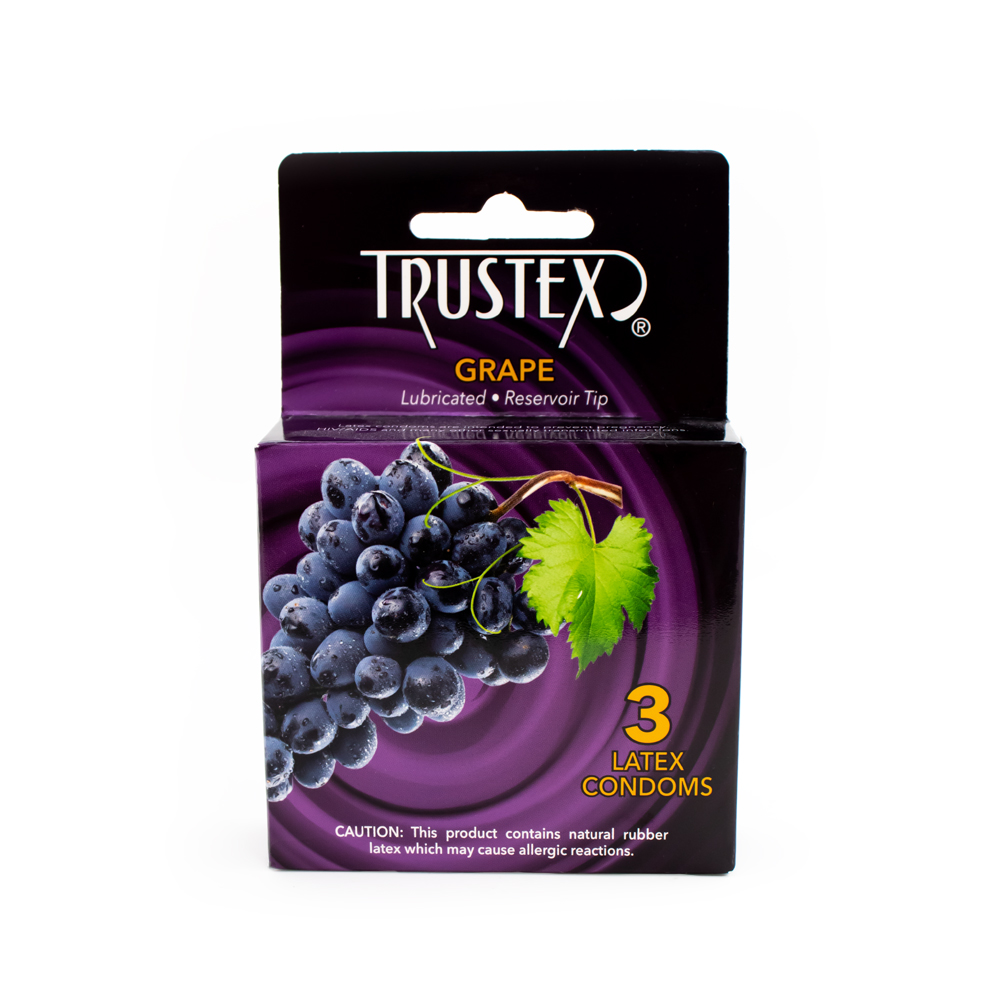 EuGdakR3 Trustex Flavored Lubricated Condoms 3 Pack Grape - Image 1