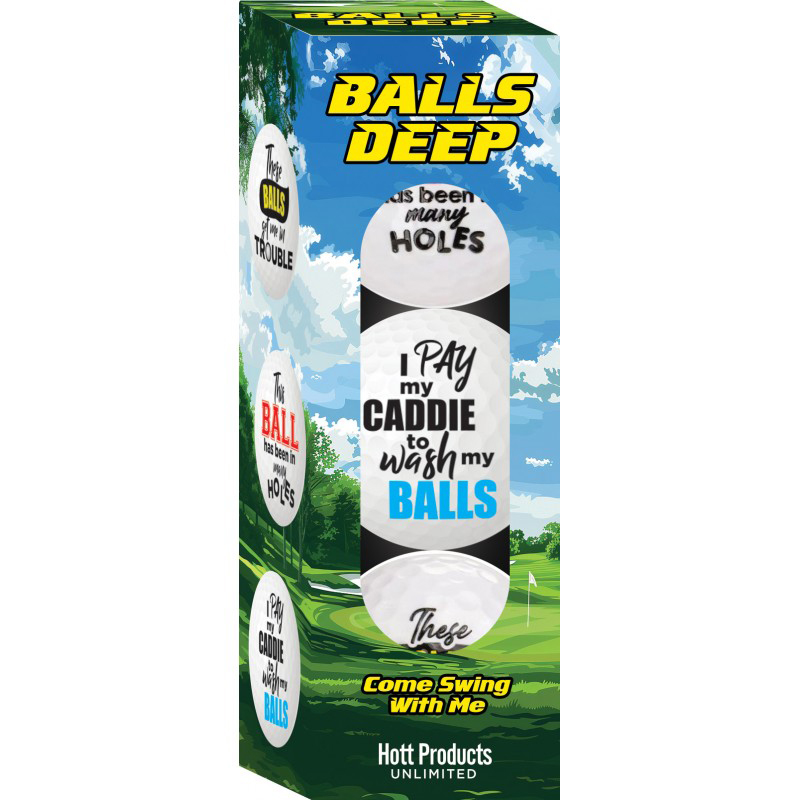 F59aiXq4 Balls Deep Funny Slogan Golf Balls Assorted Slogan 3pk - Image 1