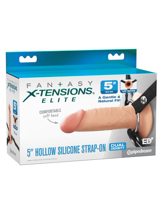 F74nhQg5 Fantasy X-Tensions Elite 5" Silicone Hollow Strap-on Dual Density - Light - Image 1