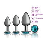 Teal Round Gem Anal Trainer Kit - Gunmetal - Image 2