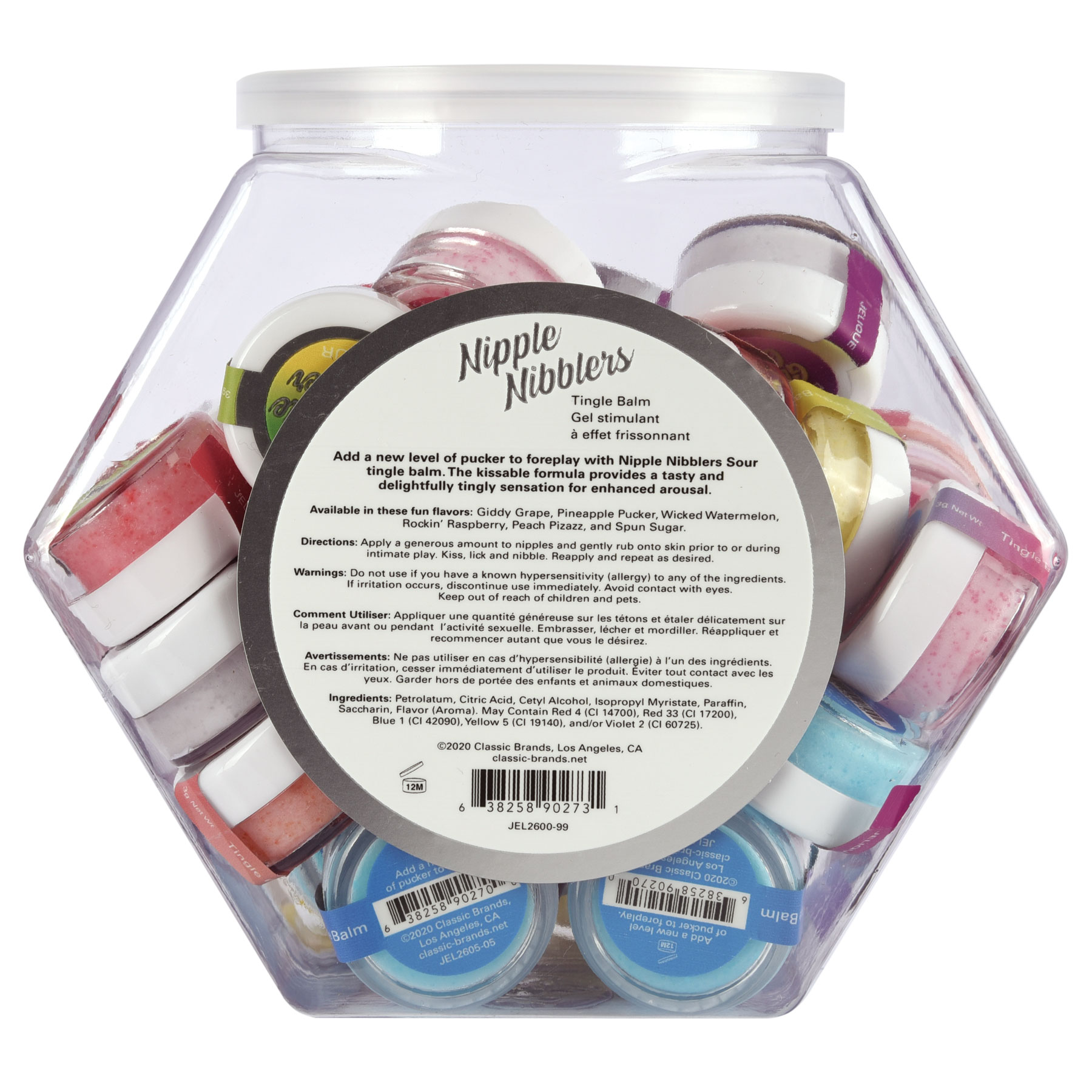 GBM875J7KsrAhEjDqMKhThjigrYgTpea Nipple Nibbler Sour Tingle Balm Assorted - 36 Pc. Bowl - 3g Jar - Image 1