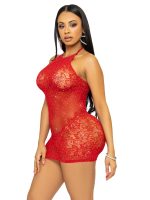 Rhinestone Lace and Net Mini Dress - One Size - Red - Image 7