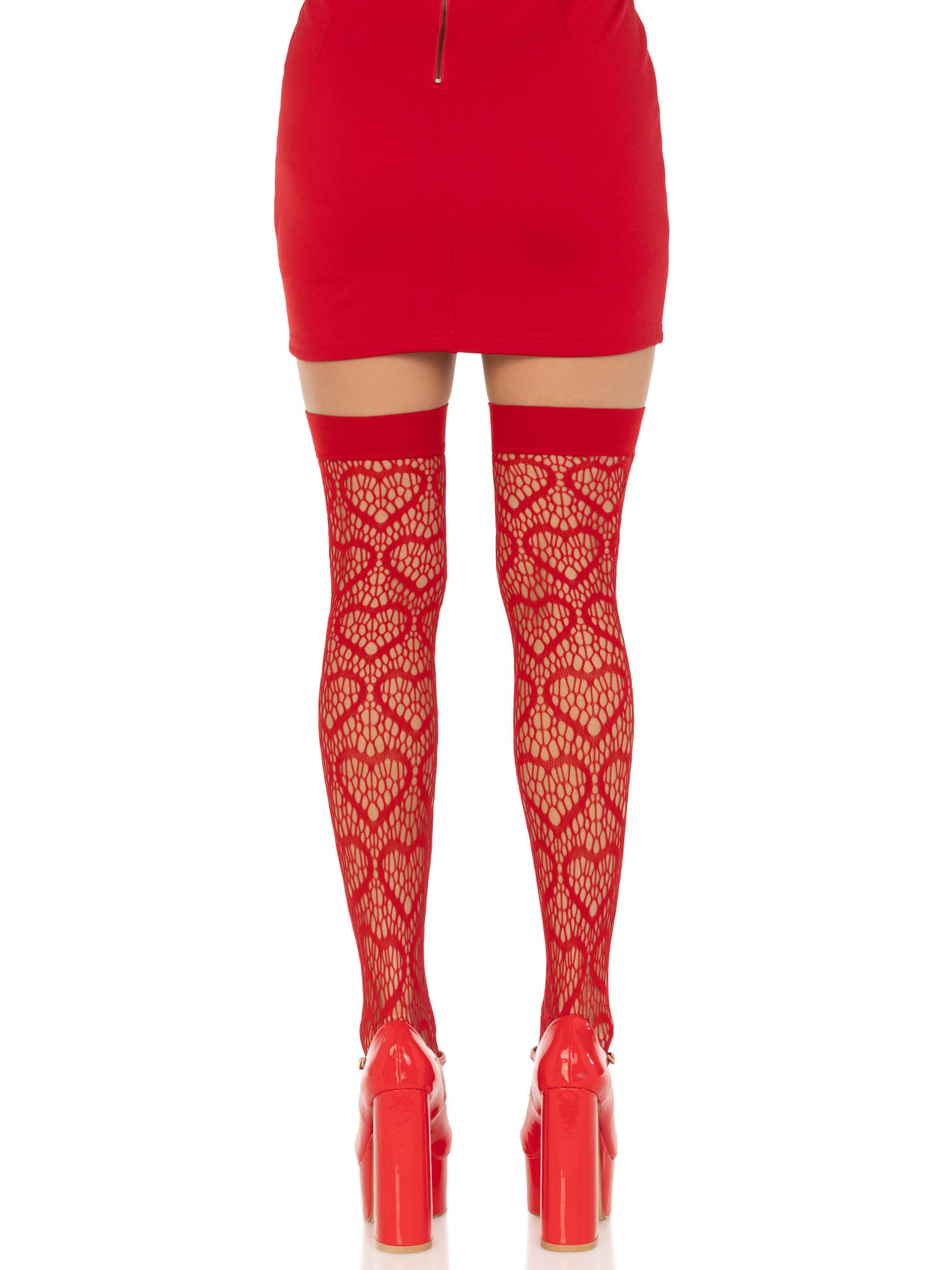 GYfl5li2mYDIpJGHs3LcEAzNFDleAPXw Heart Net Thigh Highs - One Size - Red - Image 1