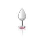 Bright Pink Heart Gem Silver Metal Plug - Md - Image 2