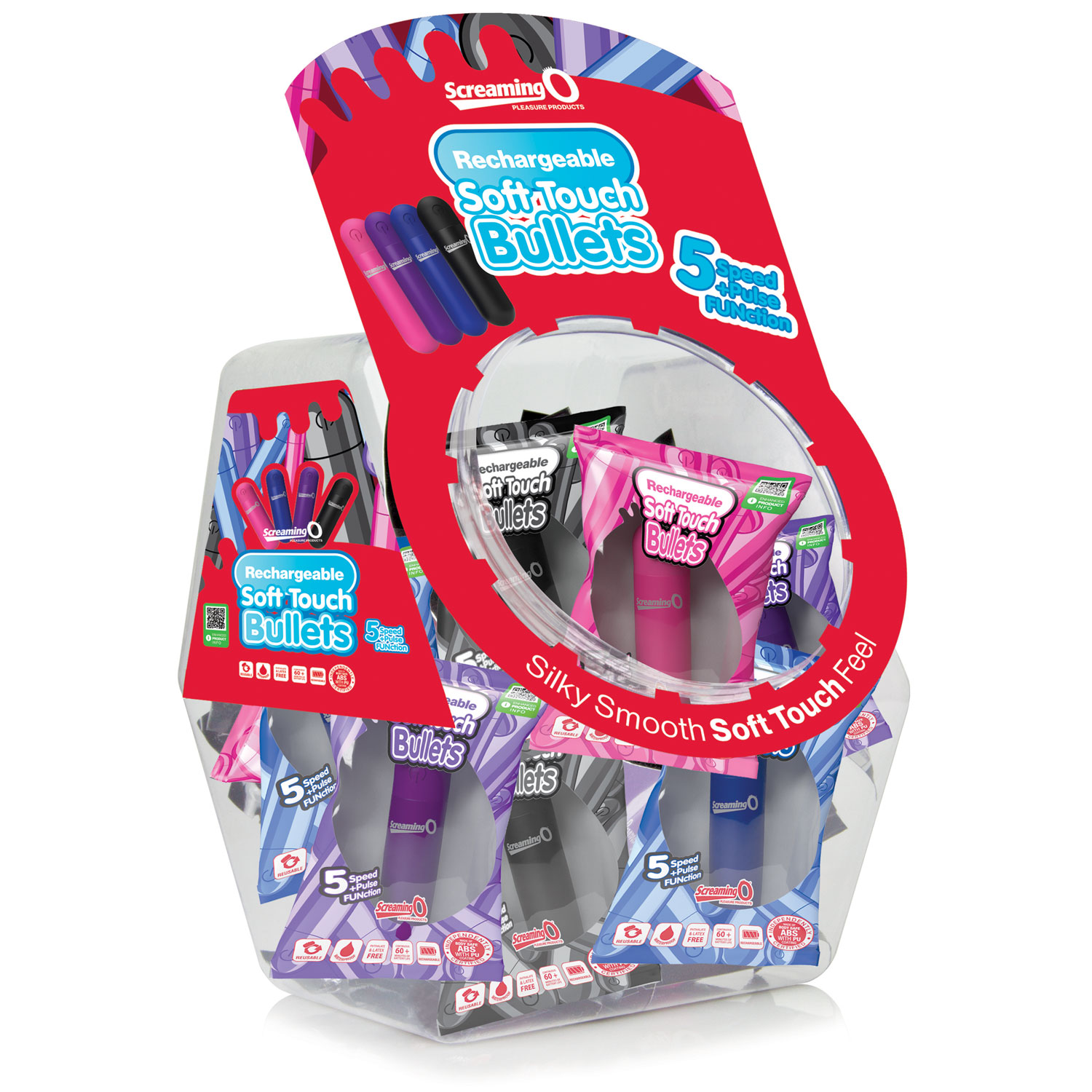 GvOJNdoNhJpBGPQzpPTRNZBggQTzV4vz Screaming O Soft Touch Rechargeable Bullets - 24 Count Candy Bowl Display - Image 1