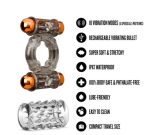 Stay Hard Vibrating Cock Ring Set With Dual Bullets Textured Sheath - Image 3