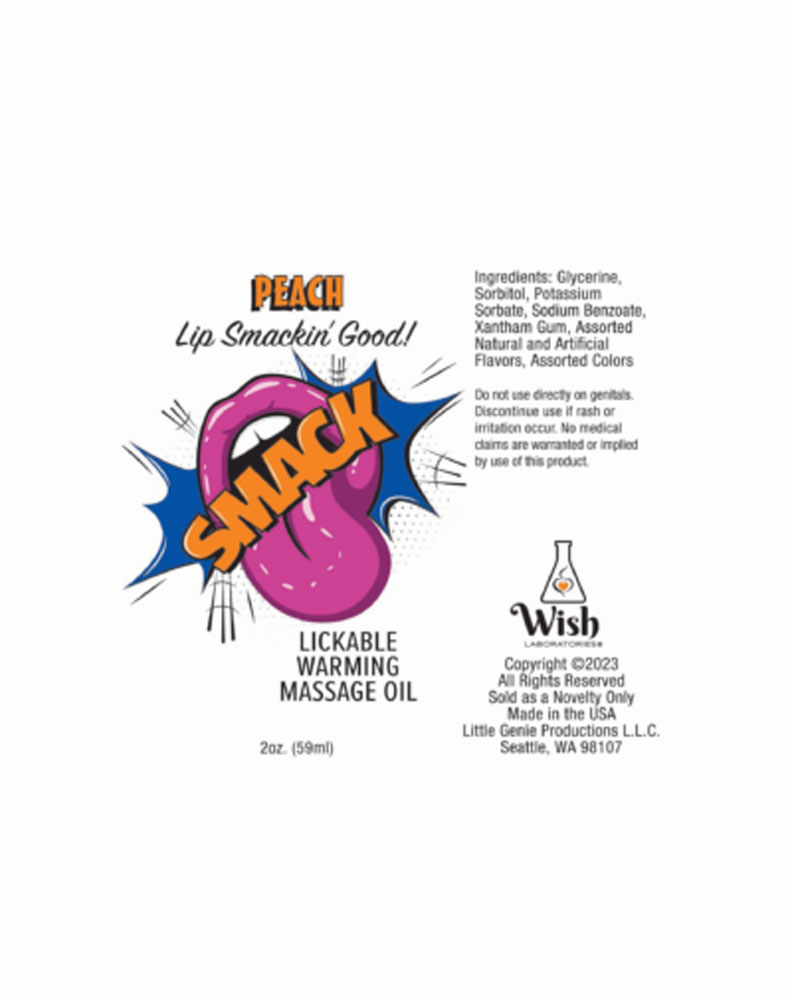 Hp91W5dC4uXLNUgPujbQovnKmZKqKnO1 Smack Warming and Lickable Massage Oil - Peach 2 Oz - Image 1