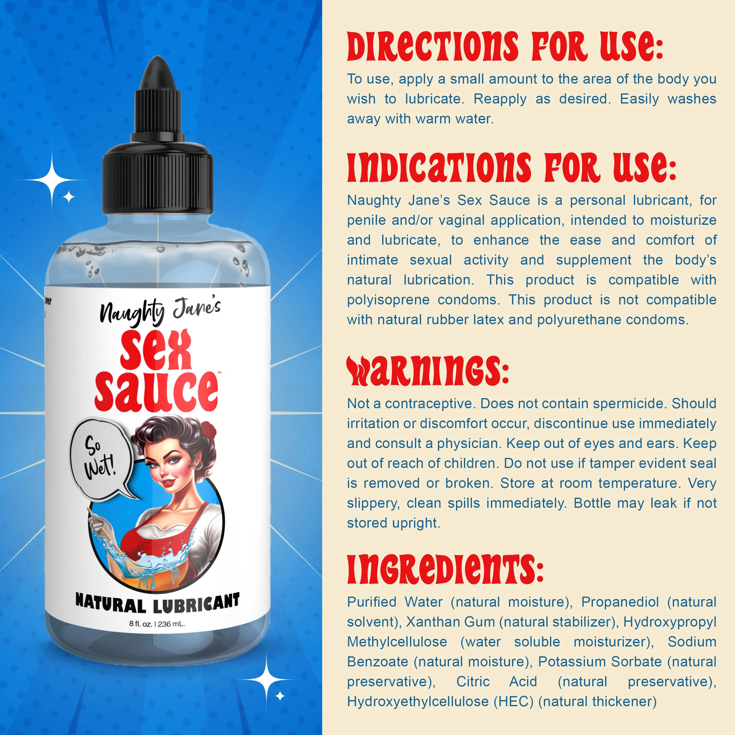 IlOwaXky1fmOC8U60YrdAPOrThhqQ0XO Naughty Jane's Sex Sauce Natural Lubricant 8oz - Image 1