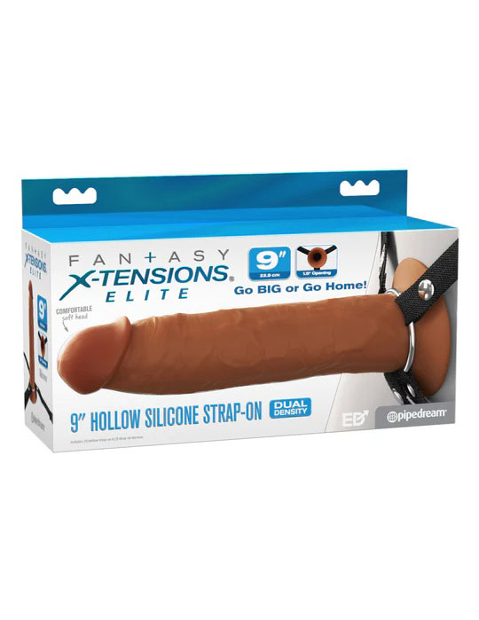 J278FqVo Fantasy X-Tensions Elite 9" Silicone Hollow Strap on - Brown - Image 1