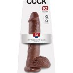 King Cock 10-Inch Cock With Balls - Brown