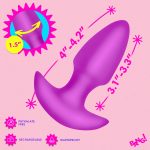 Thrusting and Vibrating Silicone Butt Plug - Purple - Image 2