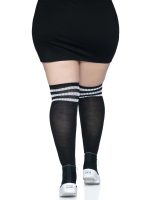 Over the Knee Athletic Socks -1x/2x - Black/white