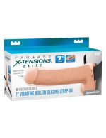 Fantasy X-Tensions Elite 7" Vibrating Hollow Silicone Strap-on - Light