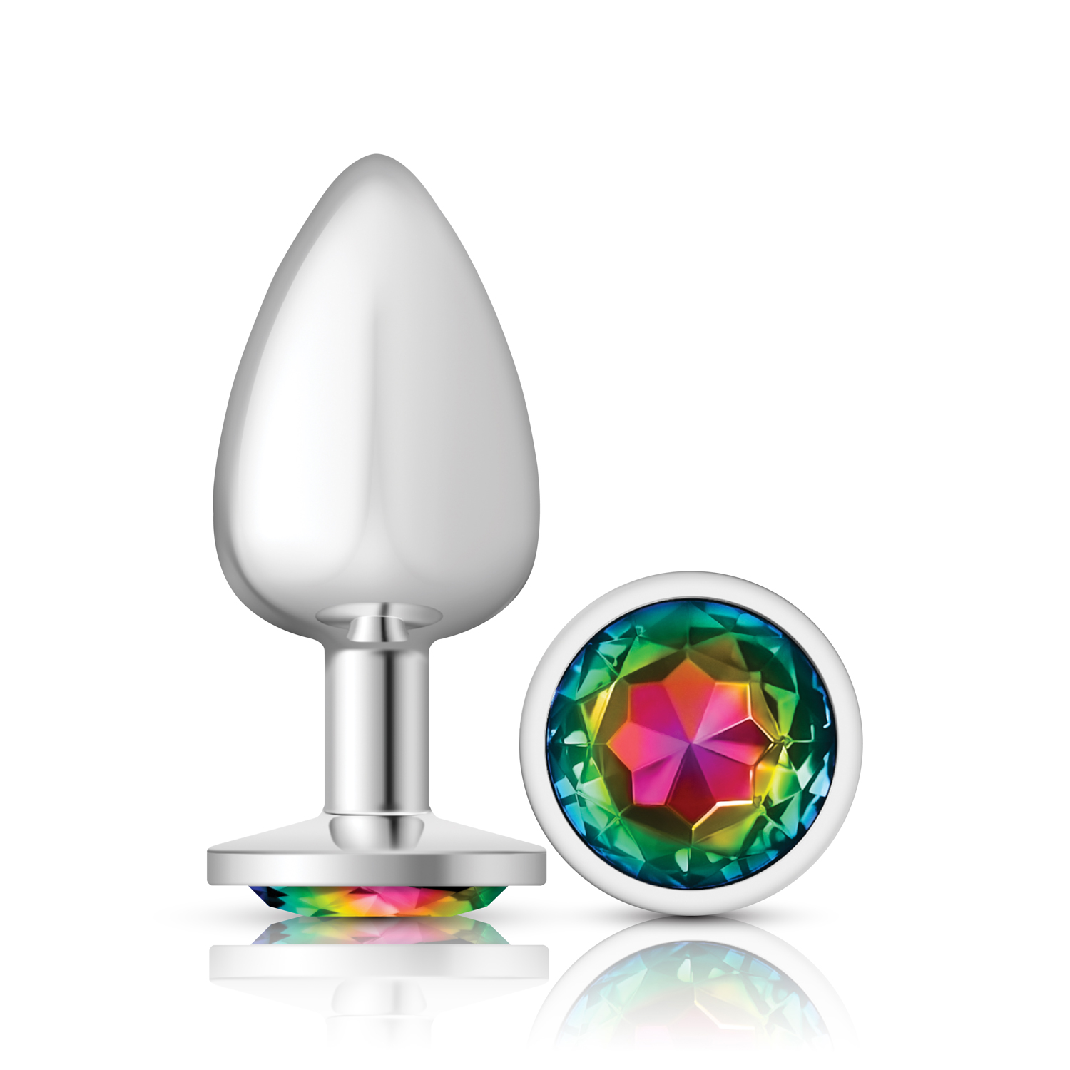 KIRcpqV8XJR9dplUAfqrv64GPPXrooqE Rainbow Round Gem Silver Metal Plug - Lg - Image 1